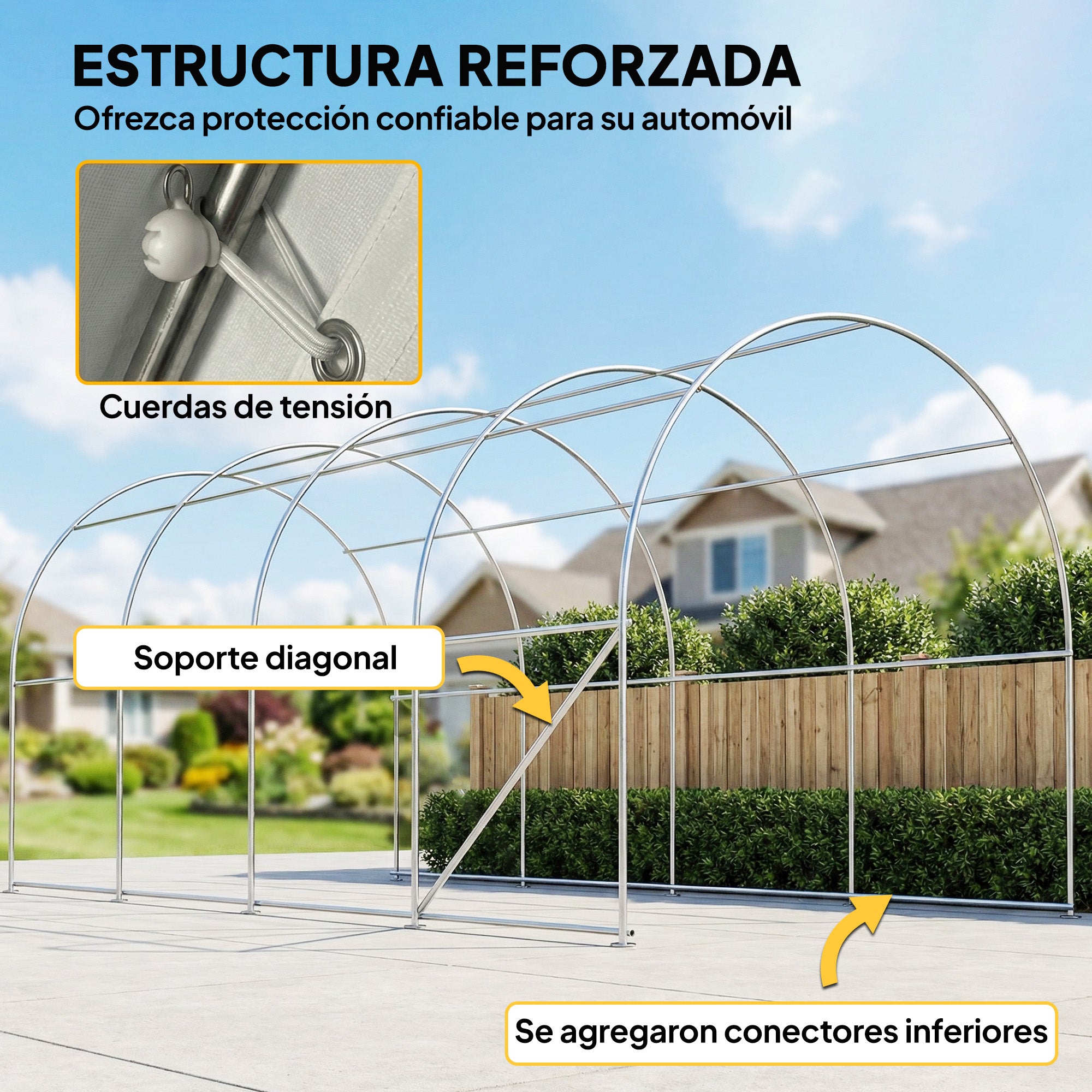 Outsunny Carpa Garaje Portátil 3x6 m, Garaje Exterior para Coche Impermeable con Puerta Enrollable con Cremalleras y 4 Ventanas, Marco Metal Galvanizado, UPF 30+, Cobertizo de Almacenamiento, Blanco
