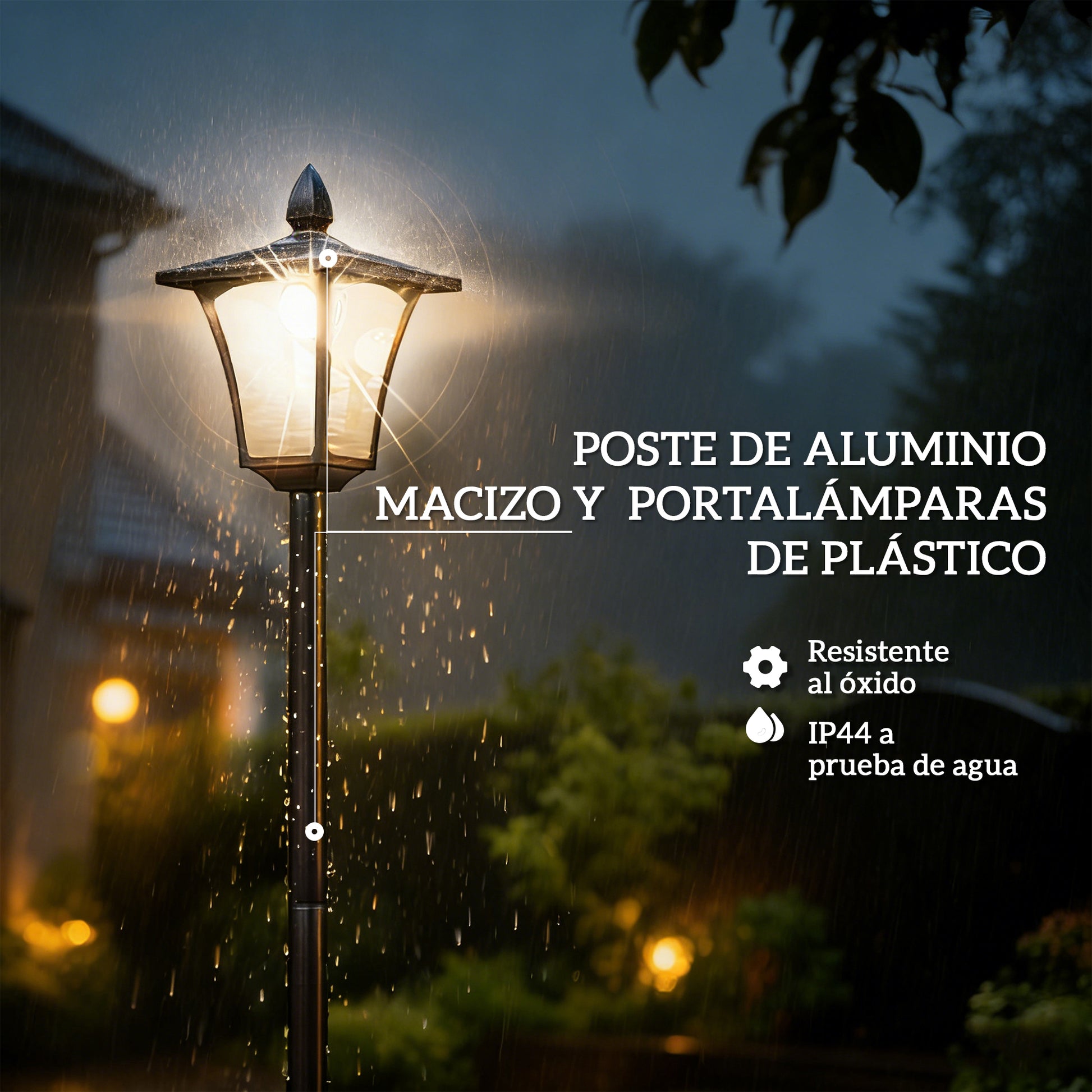 Outsunny Farola Solar Exterior de Jardín con Macetero, Luz Solar de Exterior LED, Poste de Aluminio, Impermeable IP44, Encendido/Apagado Automático, para Terraza, Patio, 33x33x160 cm, Negro