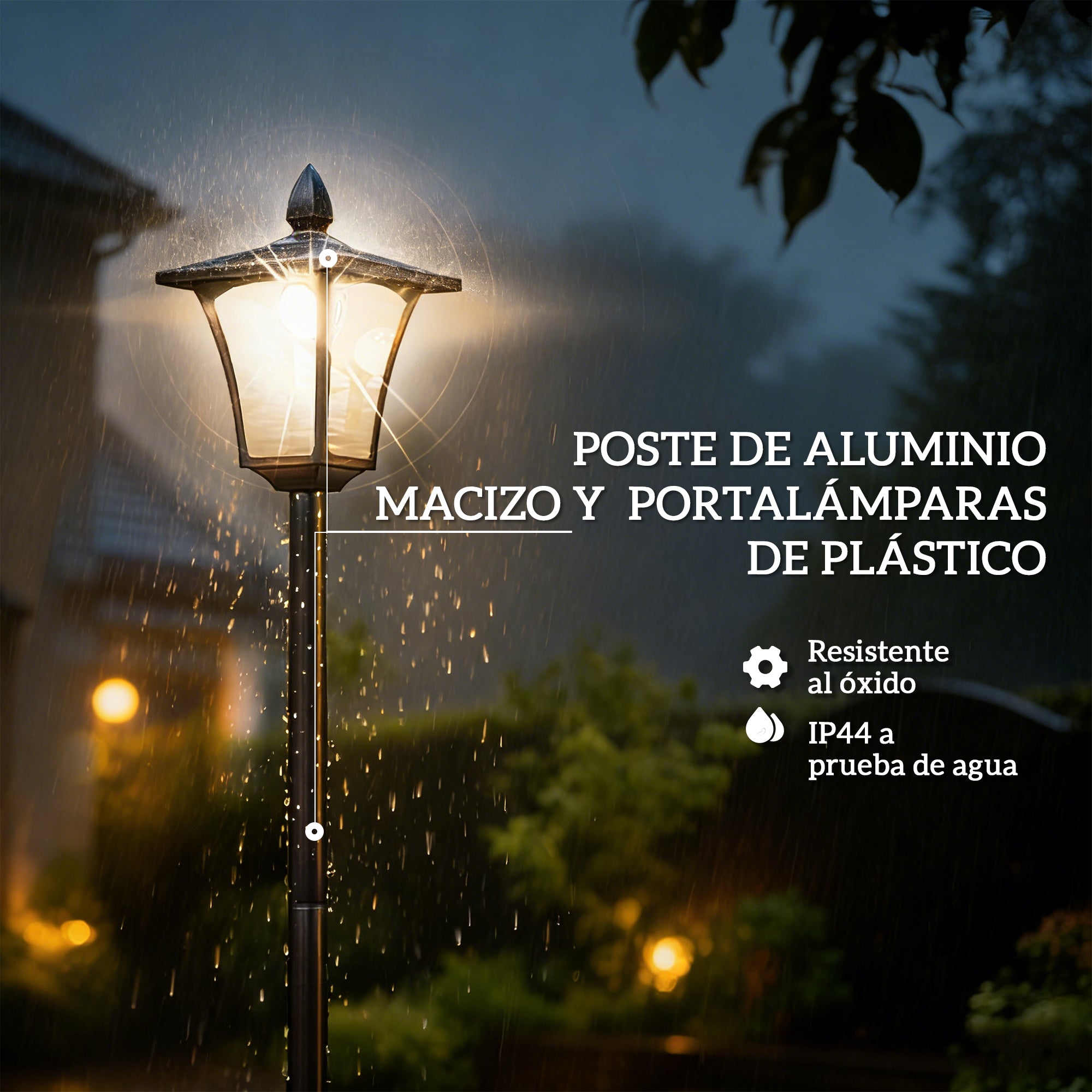 Outsunny Farola Solar Exterior de Jardín con Macetero, Luz Solar de Exterior LED, Poste de Aluminio, Impermeable IP44, Encendido/Apagado Automático, para Terraza, Patio, 33x33x160 cm, Negro