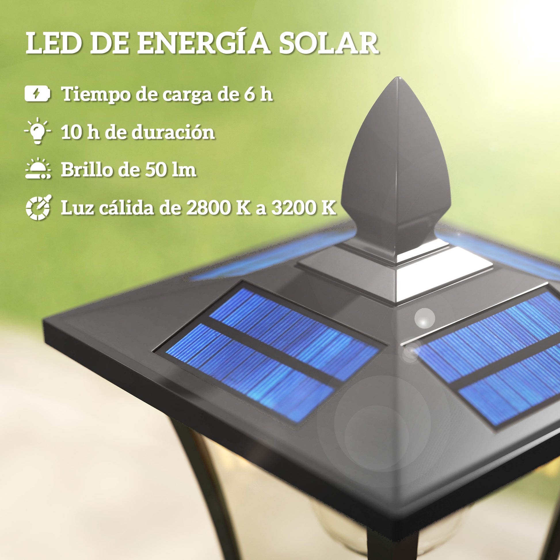 Outsunny Farola Solar Exterior de Jardín con Macetero, Luz Solar de Exterior LED, Poste de Aluminio, Impermeable IP44, Encendido/Apagado Automático, para Terraza, Patio, 33x33x160 cm, Negro