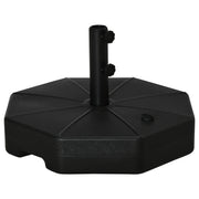 Outsunny Base de Sombrilla Rellenable de Agua 28 kg o Arena 40 kg Soporte de Parasol Octagonal Apto para Postes de 38mm 48 mm para Jardín Terraza Ø60x36 cm Negro