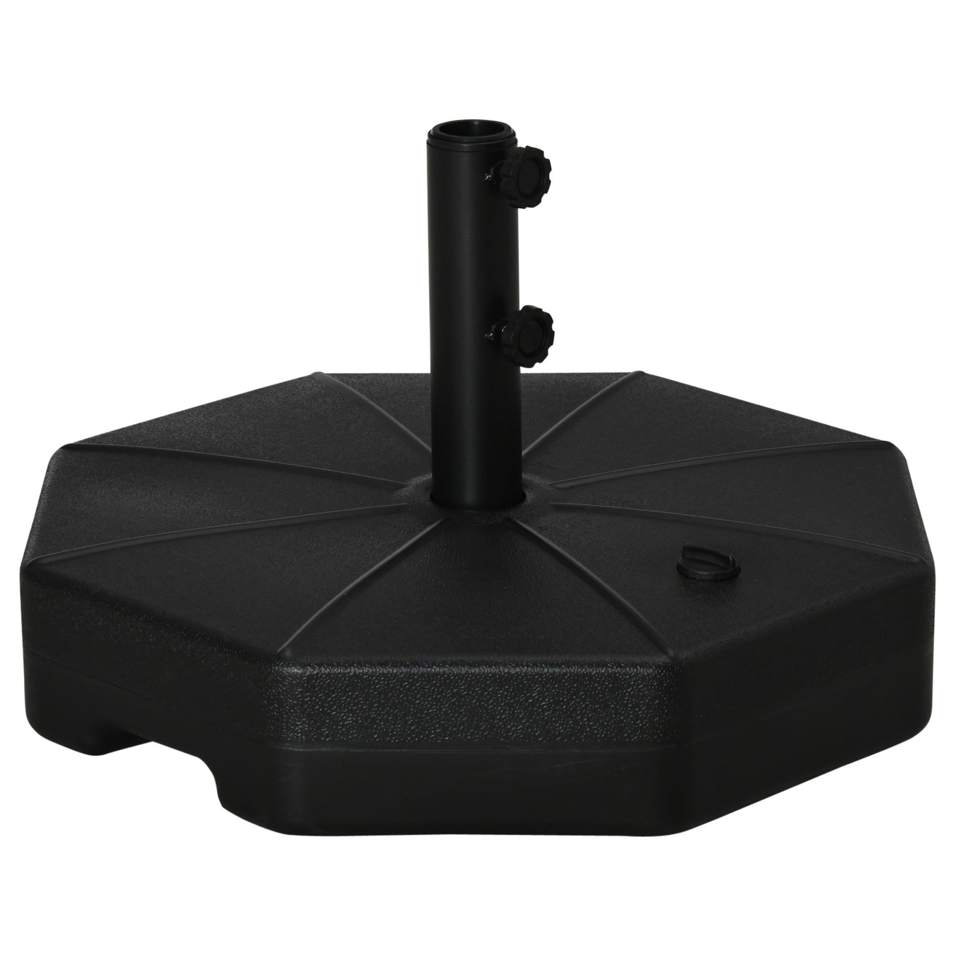 Outsunny Base de Sombrilla Rellenable de Agua 28 kg o Arena 40 kg Soporte de Parasol Octagonal Apto para Postes de 38mm 48 mm para Jardín Terraza Ø60x36 cm Negro