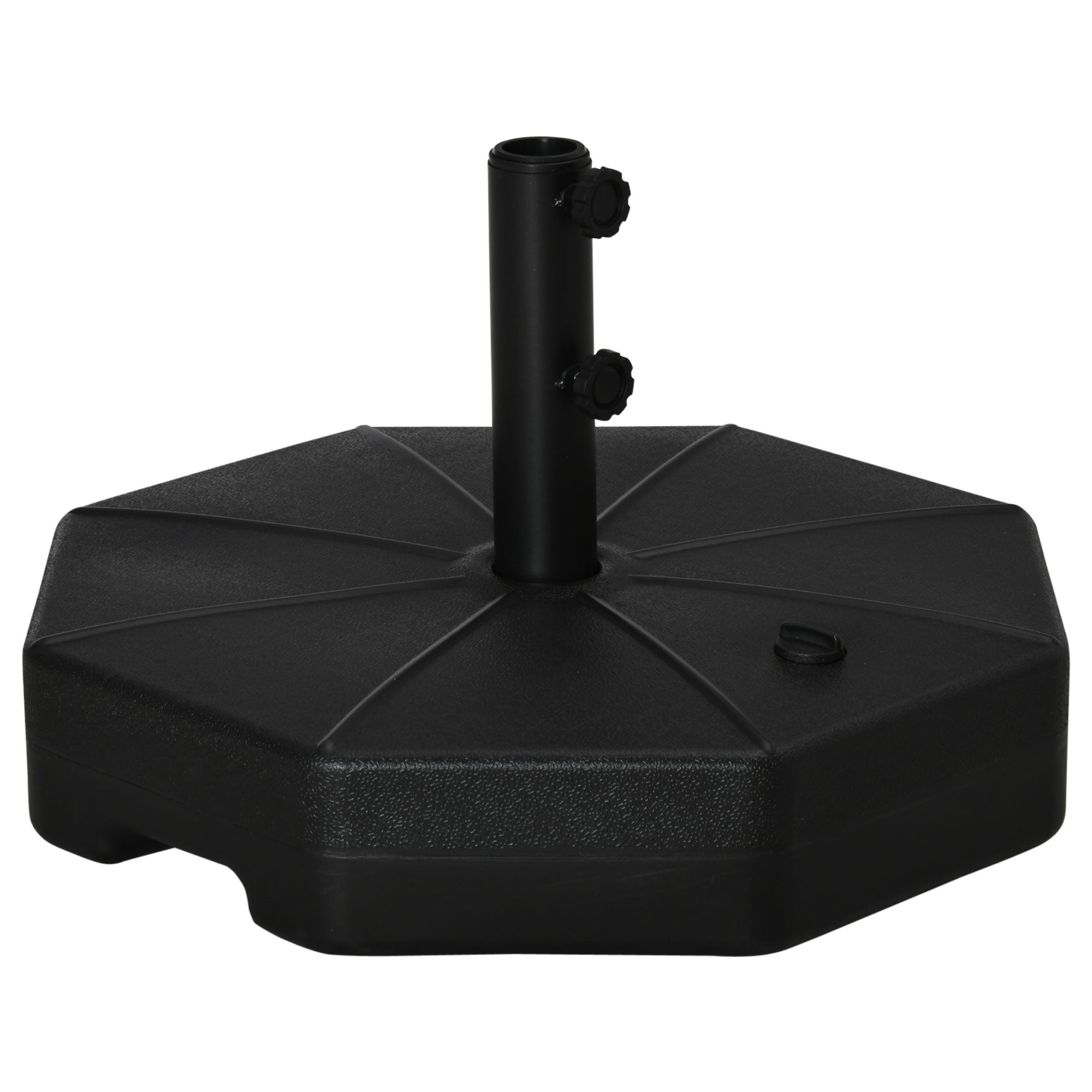 Outsunny Base de Sombrilla Rellenable de Agua 28 kg o Arena 40 kg Soporte de Parasol Octagonal Apto para Postes de 38mm 48 mm para Jardín Terraza Ø60x36 cm Negro
