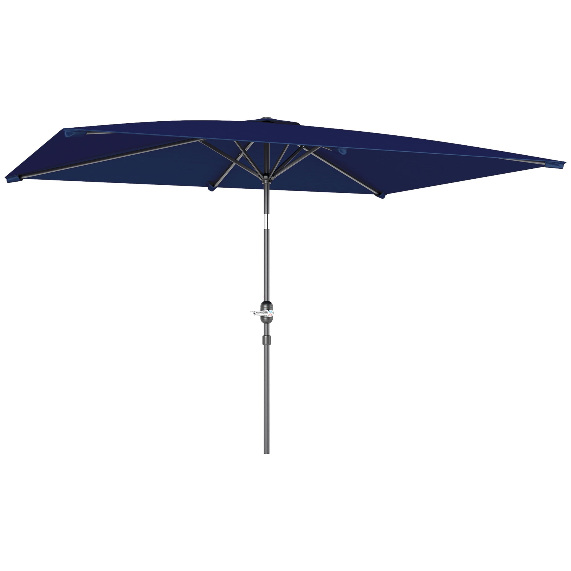 Outsunny Sombrilla de Terraza Exterior, 198x294 cm, Parasol de Terraza Exterior con Ángulo Ajustable, Manivela, Mástil de Aluminio Desmontable y Anti-UV, Sombrilla para Jardín, Patio, Azul Marino