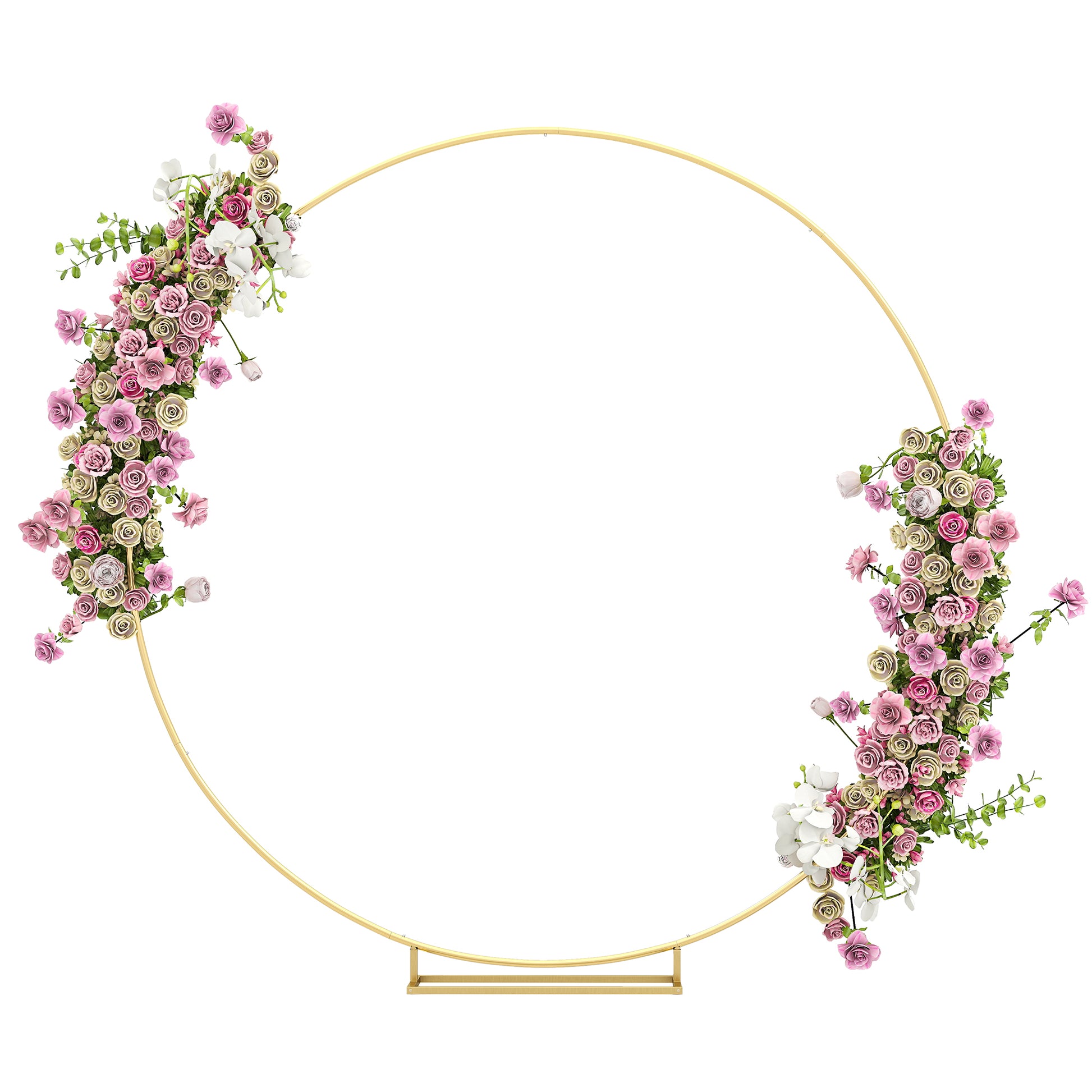 Outsunny Arco de Jardín de Metal Redondo para Rosas Arco de Boda con Recubrimiento en Polvo Resistente a la Intemperie para Plantas Trepadoras para Decoración Patio Terraza 230x28x234 cm Dorado