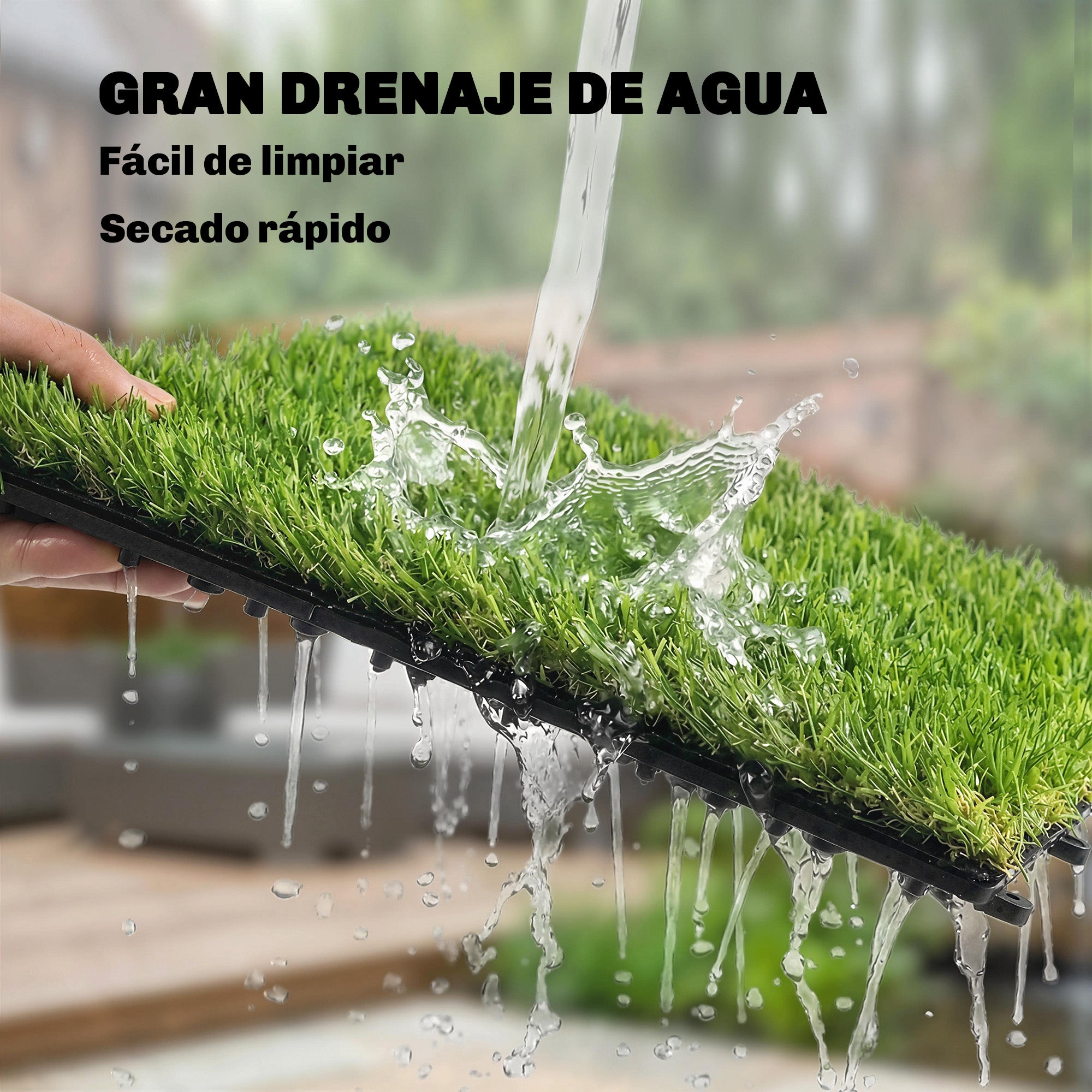 Outsunny Césped Artificial de 22 Piezas, Alfombra Césped Artificial 30x30 cm, con Altura de Hierba 25 mm, Drenaje Automático, para Jardín, Terraza, Patio, Balcón, Verde