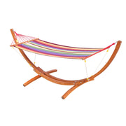 Outsunny Hamaca Tumbona 320x118x120cm Playa Camping Marco Madera Carga Max. 120kg Rojo