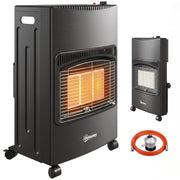 Outsunny Estufa de Gas Butano Exterior, 4,2 kW, Calefactor de Gas Terraza con Sensor ODS, 3 Niveles de Calor, Encendido Piezoeléctrico, Antivuelco, 4 Ruedas, Paneles Laterales Plegables, 25 m², Negro