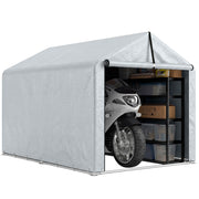 Outsunny Carpa de Jardín Exterior para Herramientas, Bicicletas, 1,6x2,2x1,6 m, Cobertizo Exterior con Marco de Acero Galvanizado, Puerta Enrollable, Impermeable, Anti-UV, Garaje Portátil, Gris