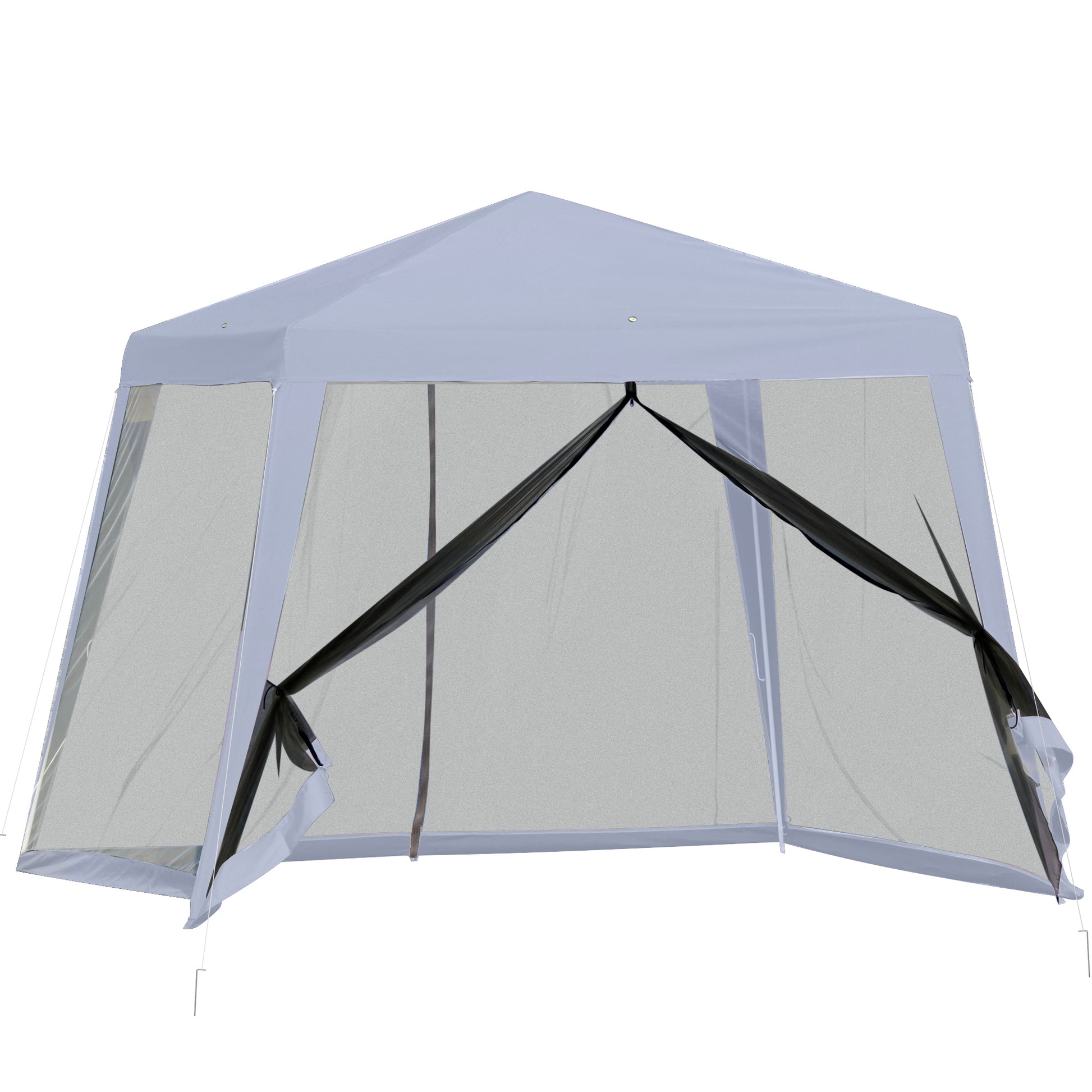 Outsunny Carpa de Jardín 3x3 m Cenador con 4 Partes Laterales Mosquitera con Cremallera Protección UV Impermeable para Patio Exterior Eventos Fiesta Gris