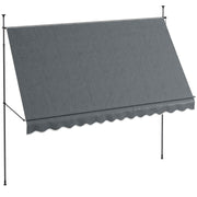 Outsunny Toldo Manual Retráctil 3,5x1,2 m Toldo Exterior Terraza Enrollable Altura Ajustable con Manivela 210-300 cm Sin Taladro Protección UV30+ para Balcón Jardín Gris Oscuro