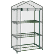 Outsunny Invernadero de Jardín de 3 Niveles Invernadero de Terraza con 3 Estantes 1 Puerta con Cremallera para Cultivo de Plantas Flores Verduras 69x49x125 cm Transparente