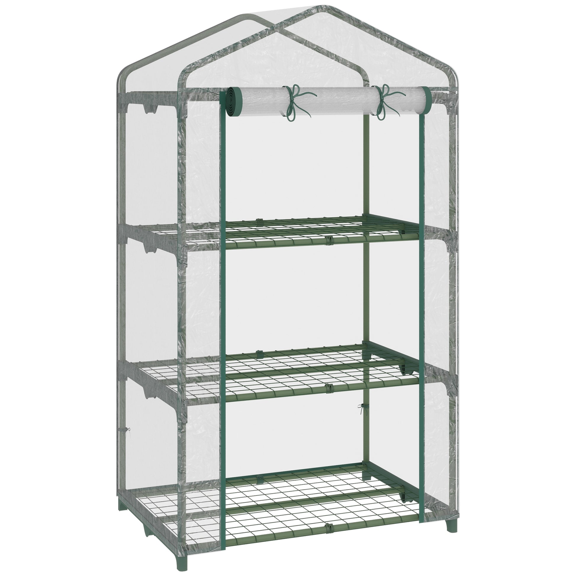Outsunny Invernadero de Jardín de 3 Niveles Invernadero de Terraza con 3 Estantes 1 Puerta con Cremallera para Cultivo de Plantas Flores Verduras 69x49x125 cm Transparente