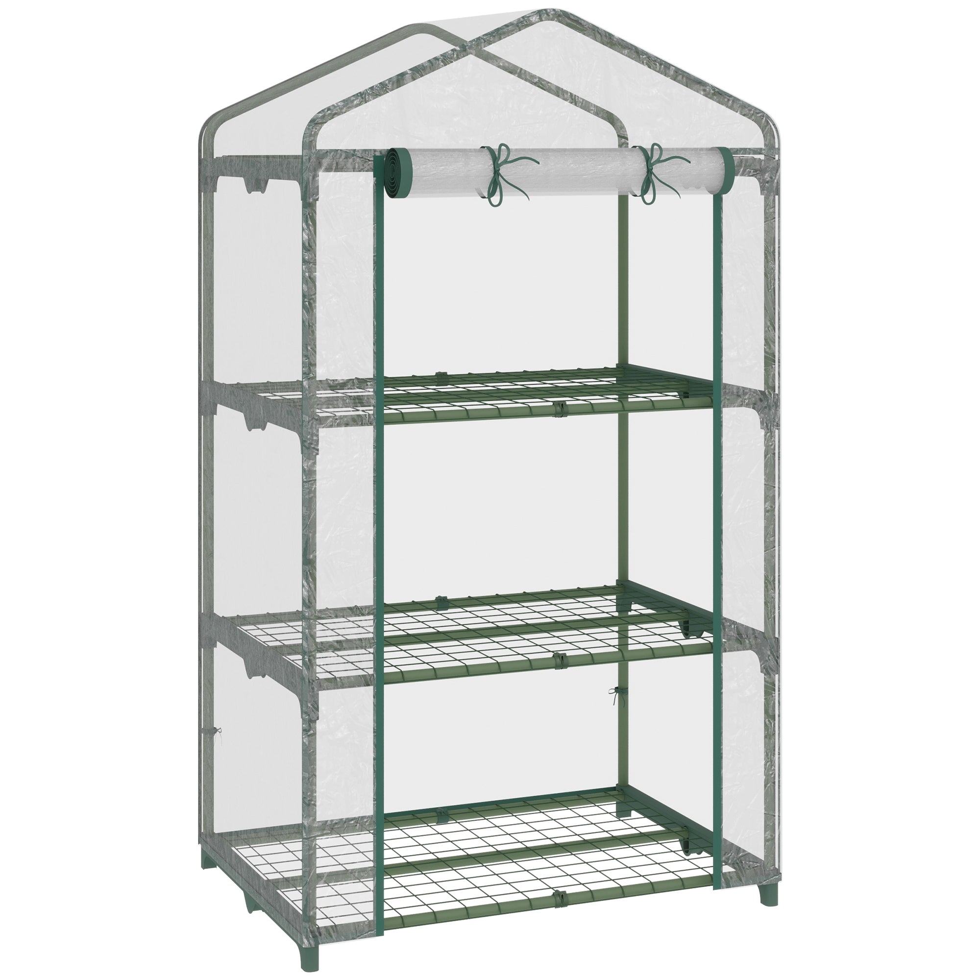 Outsunny Invernadero de Jardín de 3 Niveles Invernadero de Terraza con 3 Estantes 1 Puerta con Cremallera para Cultivo de Plantas Flores Verduras 69x49x125 cm Transparente