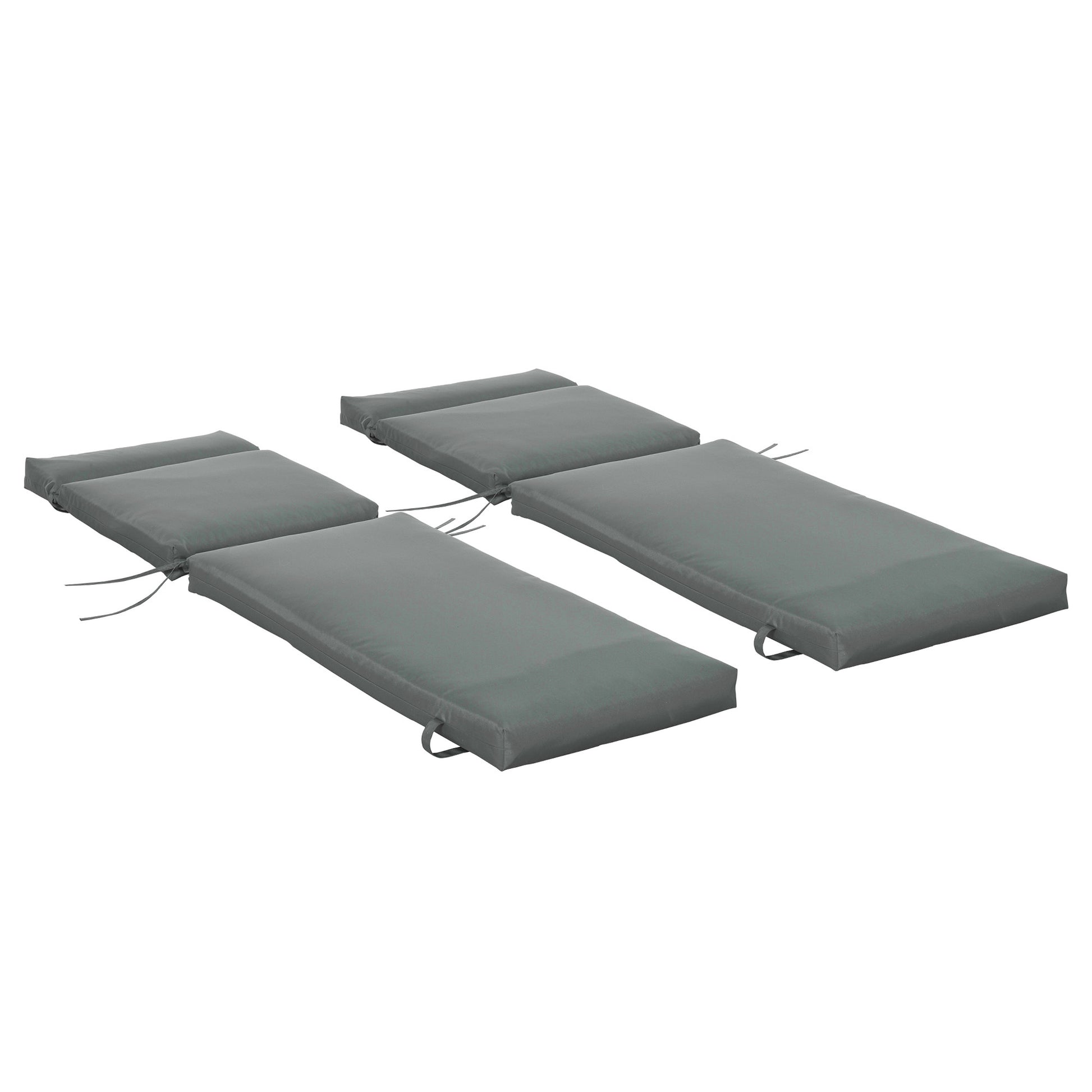 Outsunny Pack 2 Cojines para Tumbona 196x55x8 cm Colchoneta para Tumbona Acolchado Colchón para Silla de Jardín Terraza Balcón Gris