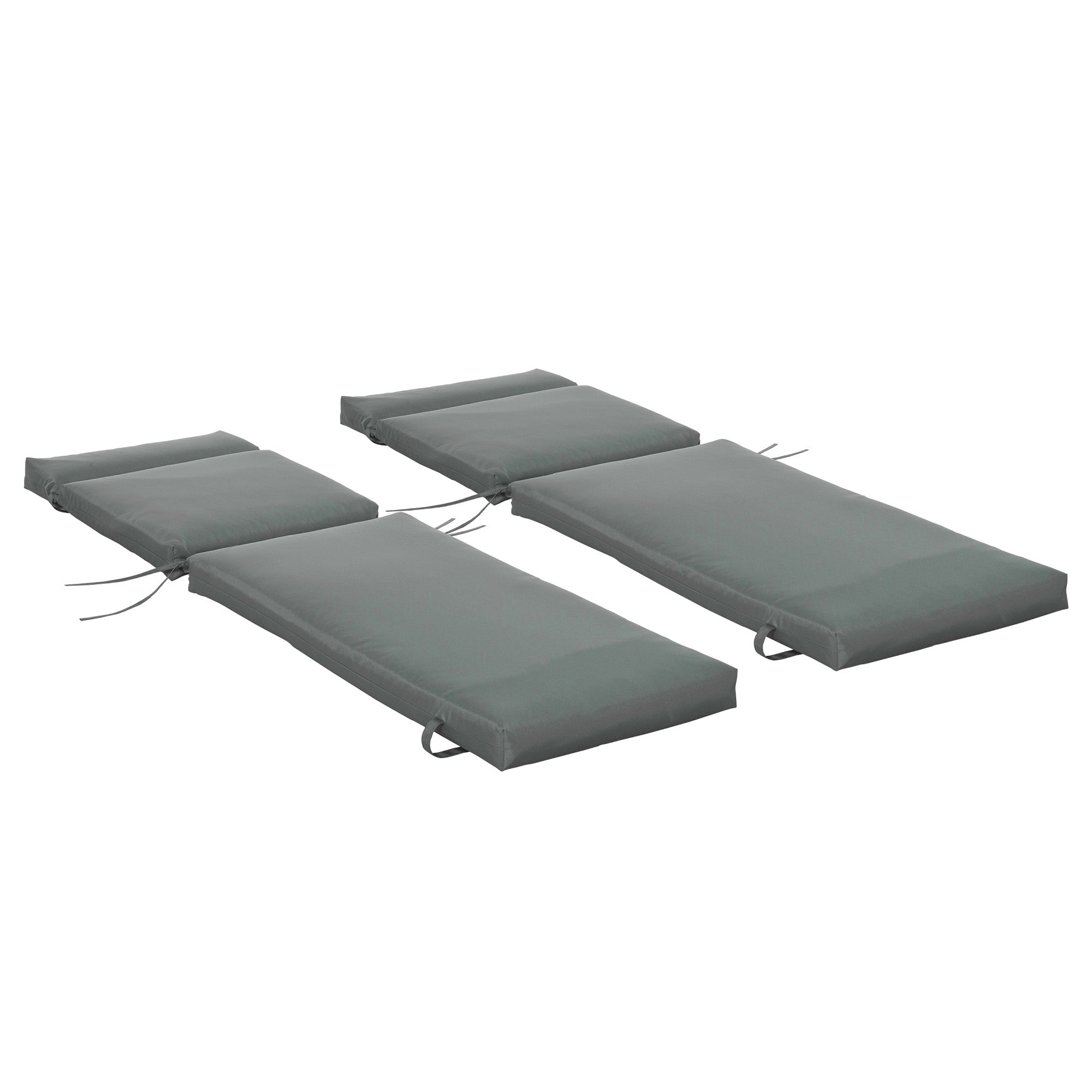 Outsunny Pack 2 Cojines para Tumbona 196x55x8 cm Colchoneta para Tumbona Acolchado Colchón para Silla de Jardín Terraza Balcón Gris