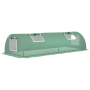 Outsunny Invernadero de Exterior, 200x80x45 cm, Invernadero de Jardín con 4 Ventanas Enrollables de Malla, Marco de Acero y Cubierta de PE 140g/㎡ Anti-UV para Cultivos, Plantas, Flores, Verde