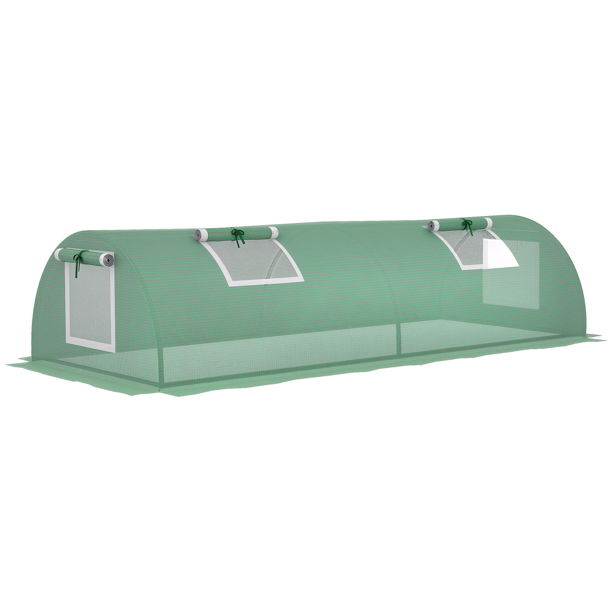 Outsunny Invernadero de Exterior, 200x80x45 cm, Invernadero de Jardín con 4 Ventanas Enrollables de Malla, Marco de Acero y Cubierta de PE 140g/㎡ Anti-UV para Cultivos, Plantas, Flores, Verde
