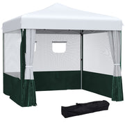 Outsunny Carpa Plegable 3x3 m Cenador de Jardín con Paredes Laterales Altura Ajustable Anti-UV Impermeable 2 Ventanas y Bolsa de Transporte Gazebo para Exterior Fiestas Blanco y Verde