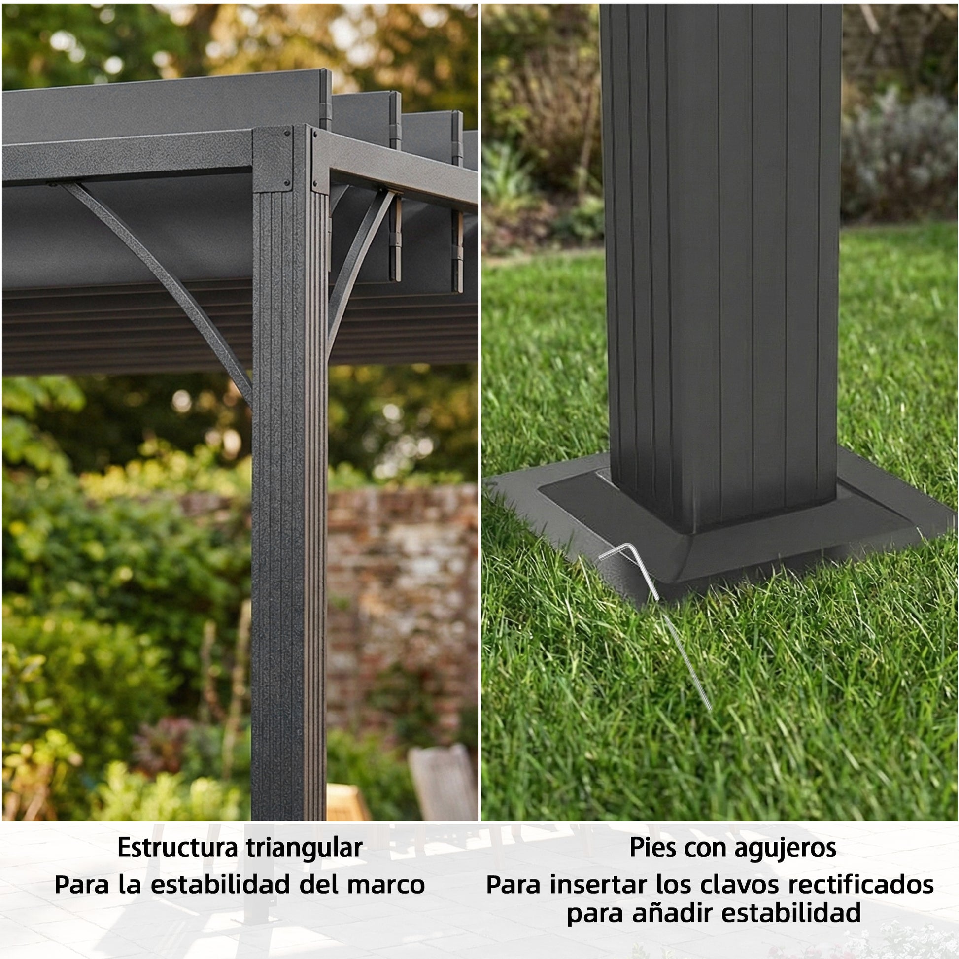 Outsunny Pérgola de Jardín 3x4 m, Cenador de Jardín con Techo de Lamas Orientables a 135°, Estructura de Aluminio, Protección UPF50+, Pabellón para Exterior, Patio, Terraza, Gris Oscuro