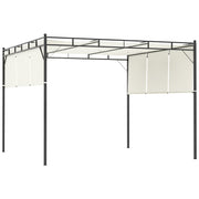 Outsunny Pérgola 3x3 m Cenador de Jardín con Techo Retráctil Tela de Poliéster y Tubo de Acero para Patio Terraza Exterior Blanco