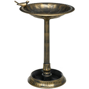 Outsunny Baño para Pájaros de Jardín Exterior Altura 72 cm Comedero para Pájaros con 2 Niveles Recipientes Diseño Retro y Elegante Bebedero para Pájaros para Aire Libre Bronce