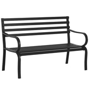 Outsunny Banco de Jardín de Metal Banco de Exterior de 2 Plazas con Reposabrazos Carga 240 kg para Patio Terraza 127x58x82 cm Negro