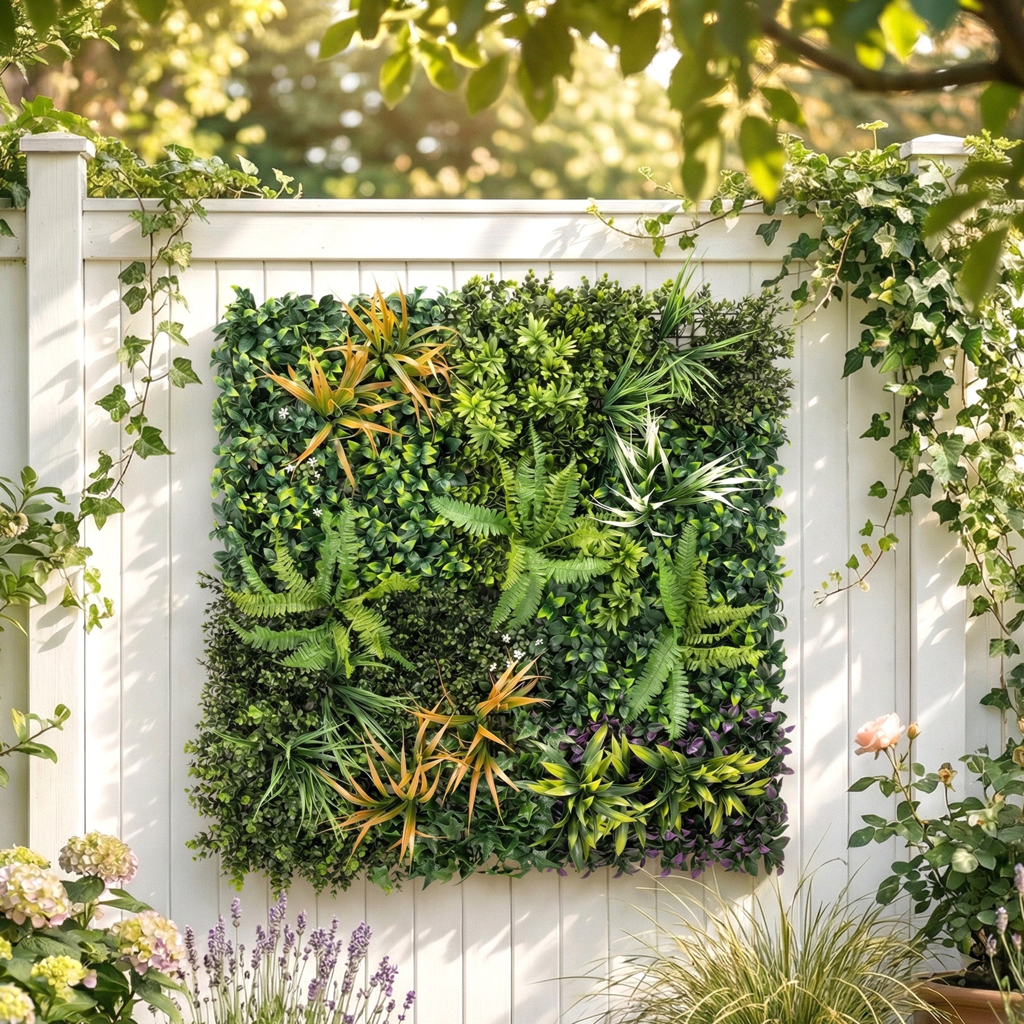 Outsunny Seto Artificial Ocultación Jardín en Rollo 1x1 m Pantalla de Valla de Privacidad de Hiedra Artificial Fácil Montaje para Terraza Balcón Exterior Decoración de Hojas Verde