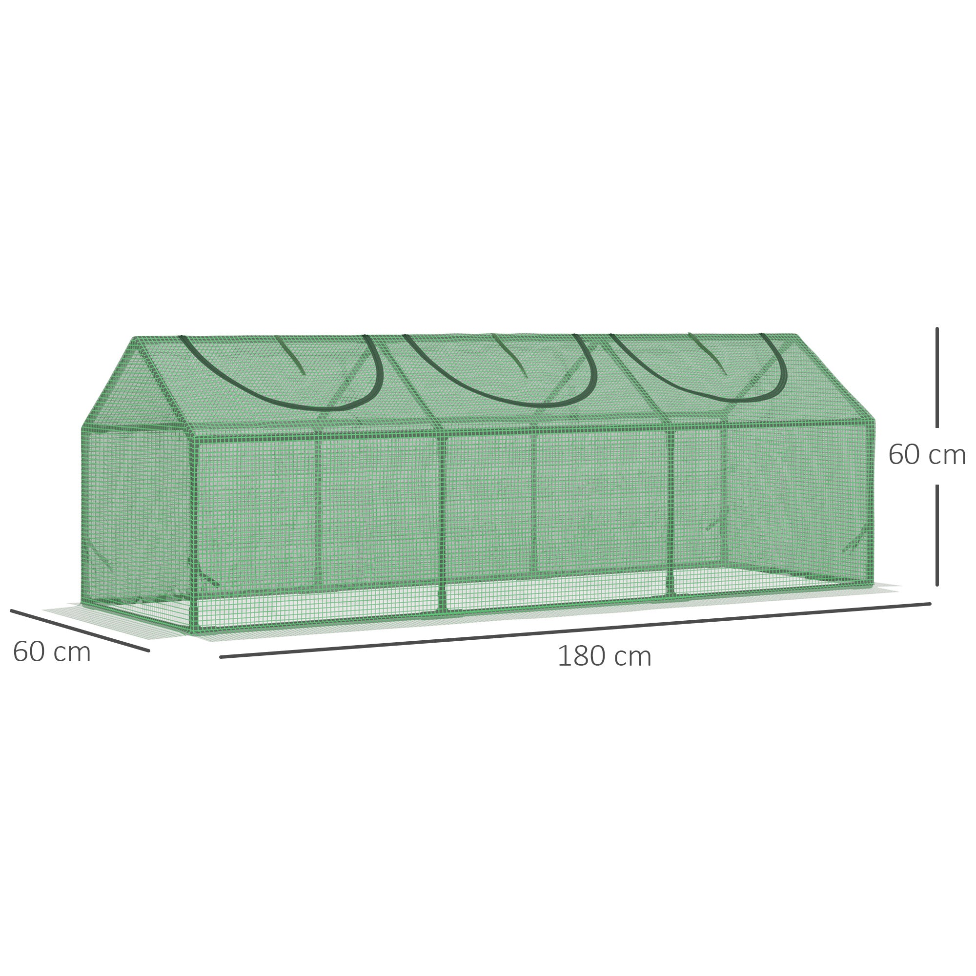 Outsunny Invernadero de Terraza 180x60x60 cm Caseta de Jardín Acero con 3 Ventanas Enrollables Vivero Casero para Cultivo de Plantas Verduras Flores Verde