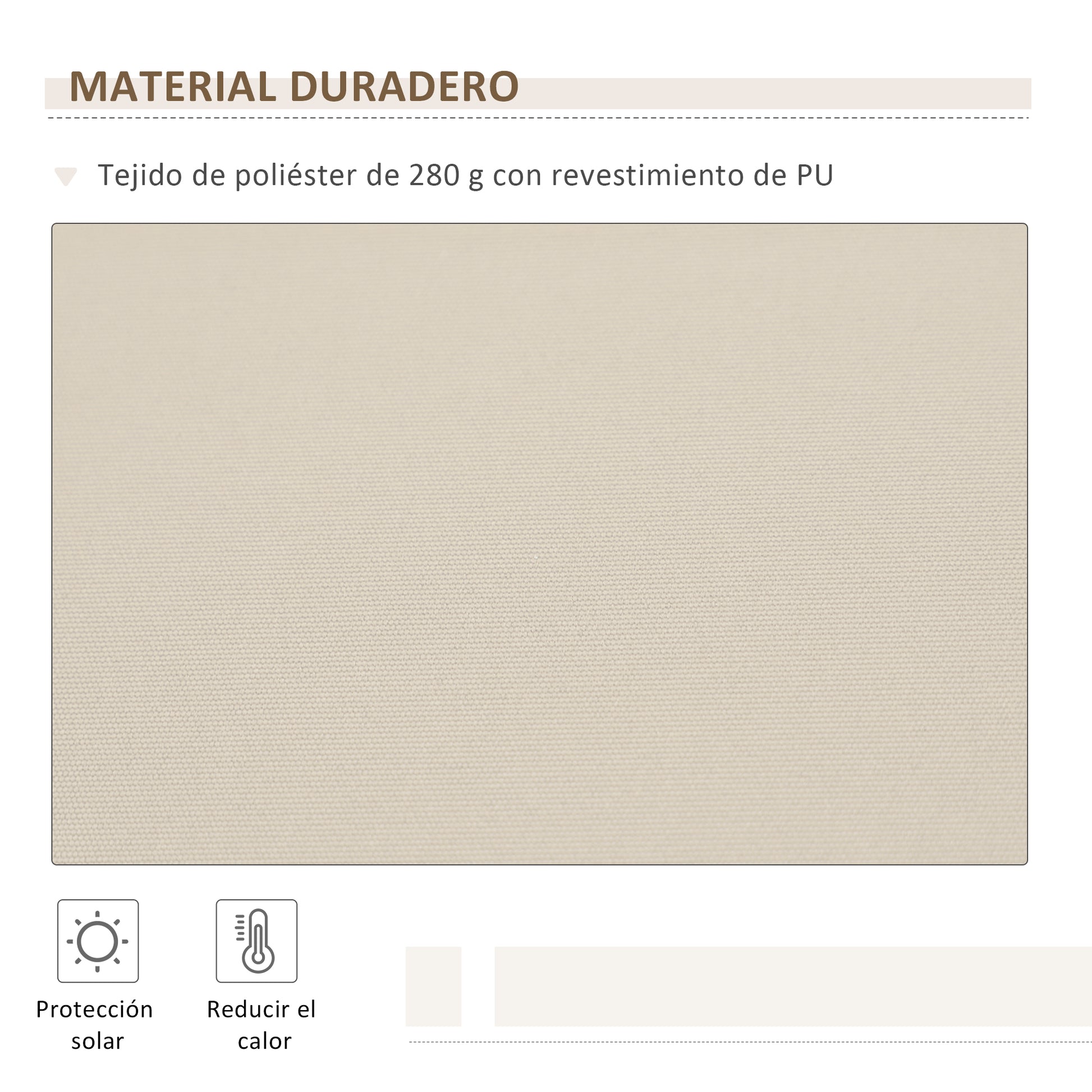 Outsunny Toldo Manual Retráctil 350x250 cm Toldo para Balcón con Manivela de Metal Impermeable y Anti-UV Toldo Enrollable de Exterior para Jardín Terraza Ventanas Crema
