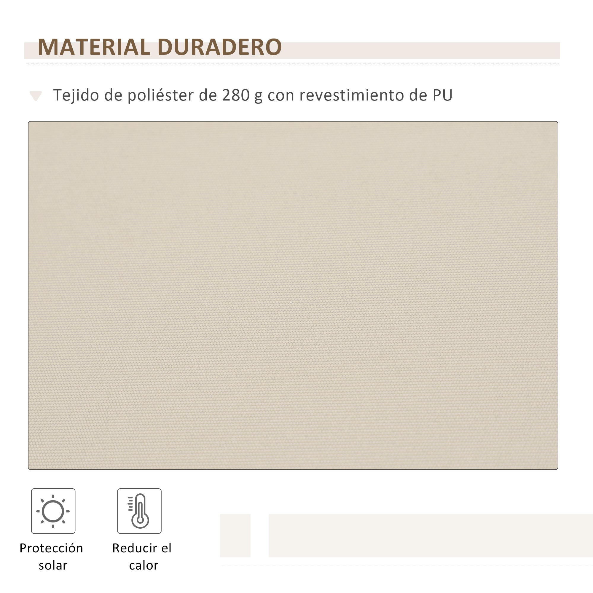 Outsunny Toldo Manual Retráctil 350x250 cm Toldo para Balcón con Manivela de Metal Impermeable y Anti-UV Toldo Enrollable de Exterior para Jardín Terraza Ventanas Crema