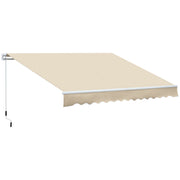 Outsunny Toldo Manual Retráctil 350x250 cm Toldo para Balcón con Manivela de Metal Impermeable y Anti-UV Toldo Enrollable de Exterior para Jardín Terraza Ventanas Crema