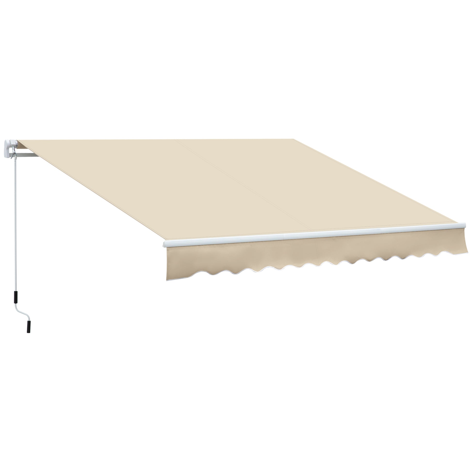 Outsunny Toldo Manual Retráctil 350x250 cm Toldo para Balcón con Manivela de Metal Impermeable y Anti-UV Toldo Enrollable de Exterior para Jardín Terraza Ventanas Crema