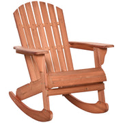 Outsunny Sillón Mecedora Silla Adirondack de Madera Natural 77x94x97 cm para Jardín Terraza Exterior de Estilo Rústico Carga 130kg Color Teca