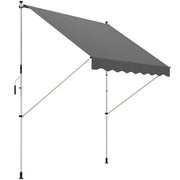 Outsunny Toldo Manual Retráctil 3x1,5 m Toldo Exterior Terraza Enrollable Altura Ajustable con Manivela 170-280 cm Sin Taladro para Balcón Jardín Gris