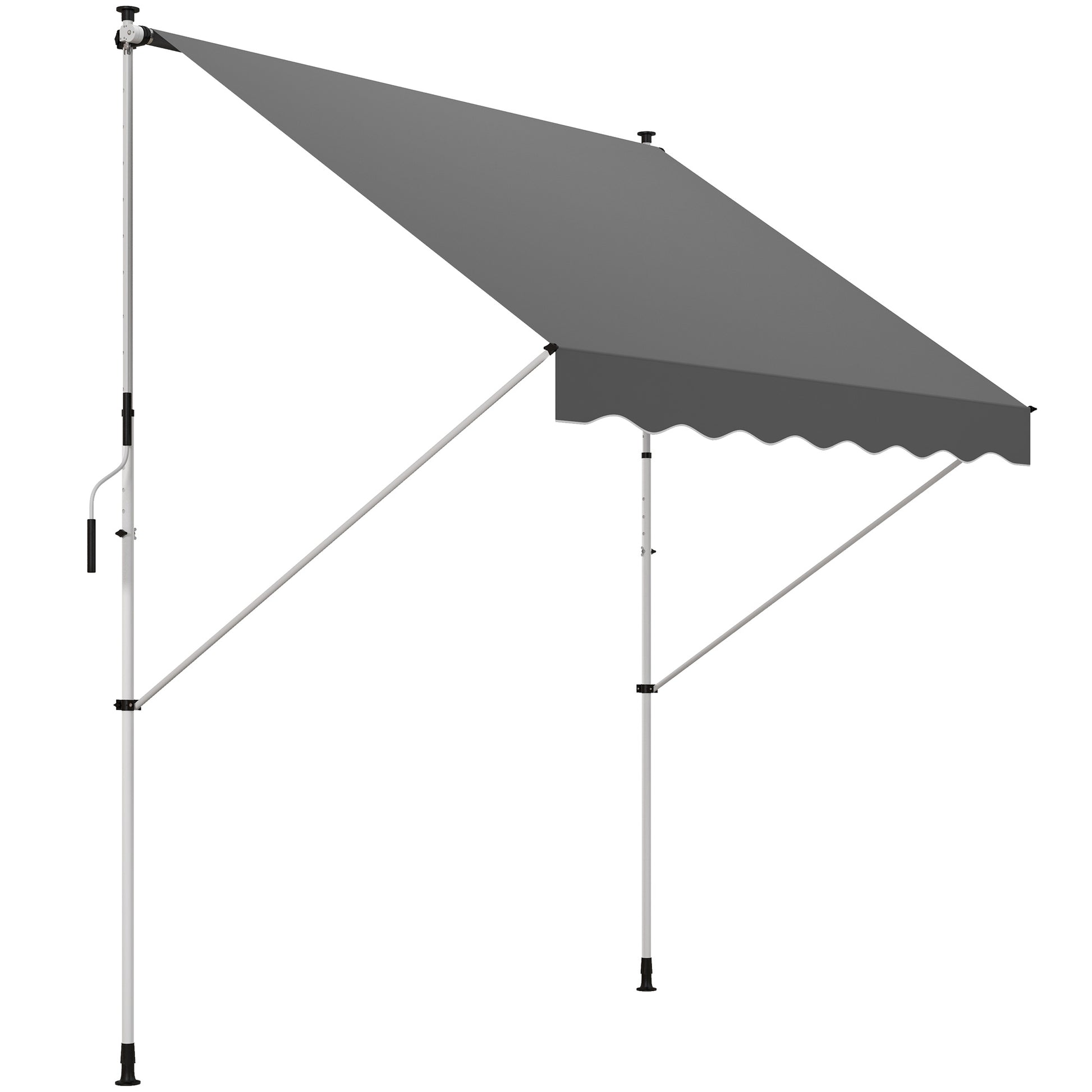 Outsunny Toldo Manual Retráctil 3x1,5 m Toldo Exterior Terraza Enrollable Altura Ajustable con Manivela 170-280 cm Sin Taladro para Balcón Jardín Gris