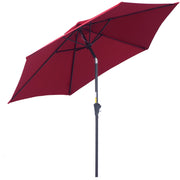 Outsunny Sombrilla para Jardín de Aluminio Ø260x235 cm Parasol de Jardín Reclinable con Manivela y 6 Varillas de Metal para Terraza Exterior Balcón Rojo