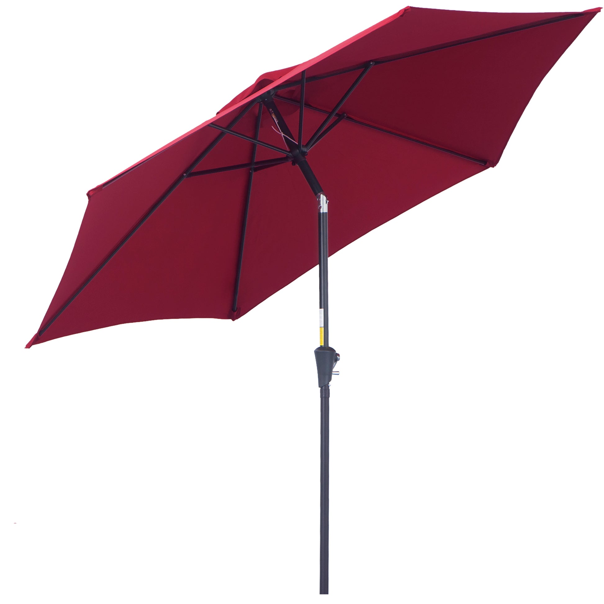 Outsunny Sombrilla para Jardín de Aluminio Ø260x235 cm Parasol de Jardín Reclinable con Manivela y 6 Varillas de Metal para Terraza Exterior Balcón Rojo