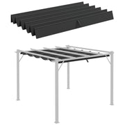 Outsunny Techo de Pérgola 2,5x2,55 m Techo de Repuesto Retráctil para Sombrilla Toldo de Tela para Cenador Jardín con 10 Orificios de Drenaje Gris Oscuro