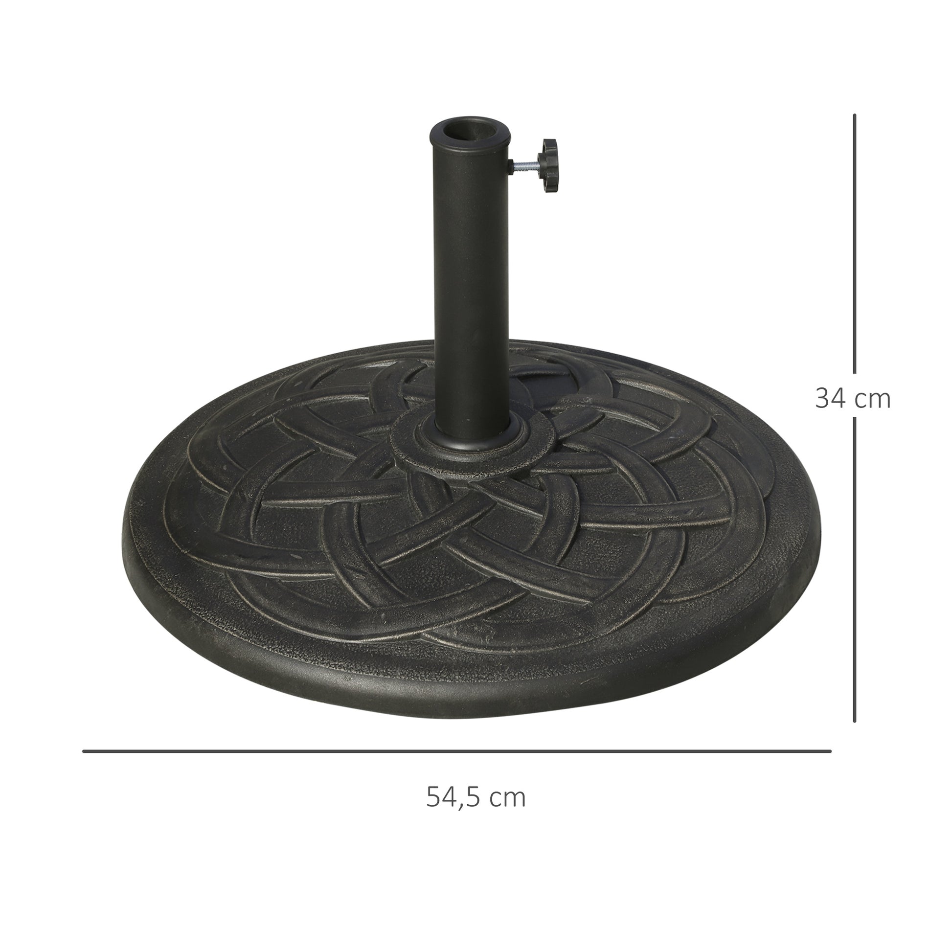 Outsunny Base para Sombrilla de Jardín Peso Neto 19 kg Soporte de Parasol Apto para Mástil de 38mm/48mm Resina para Terraza Patio Exterior Ø54,5x34 cm Bronce