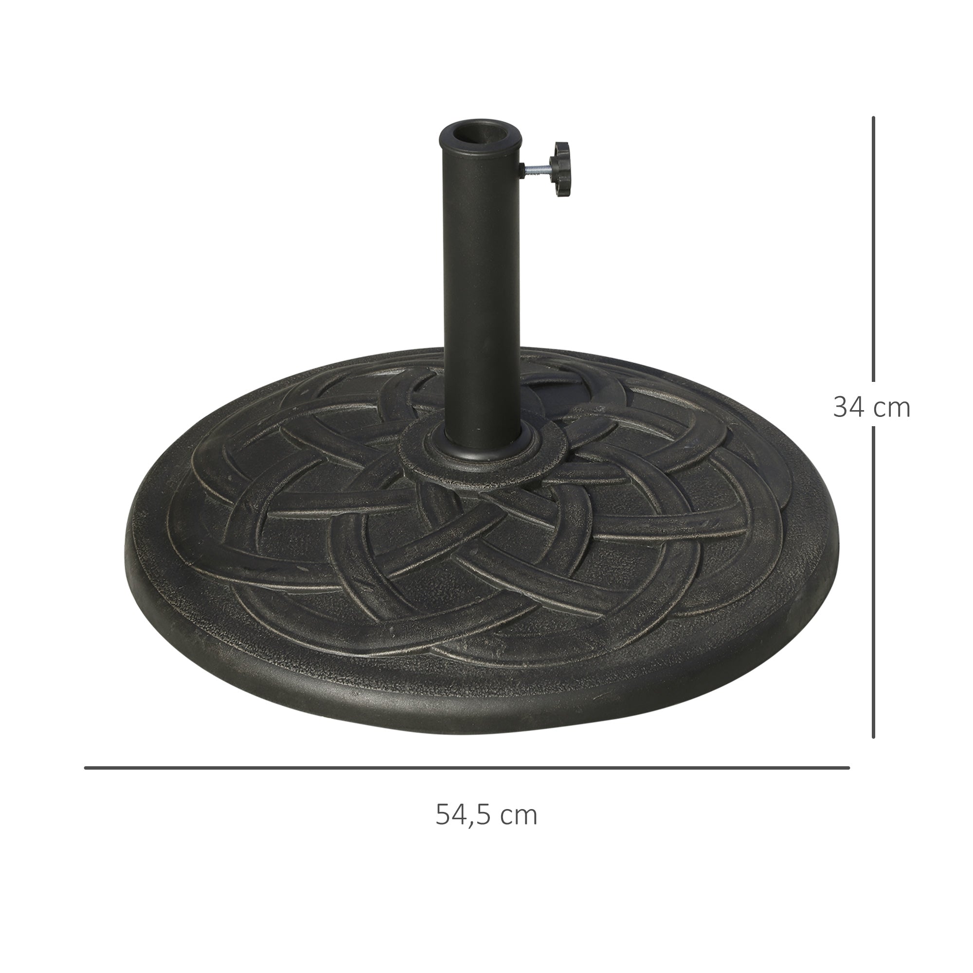 Outsunny Base para Sombrilla de Jardín Peso Neto 19 kg Soporte de Parasol Apto para Mástil de 38mm/48mm Resina para Terraza Patio Exterior Ø54,5x34 cm Bronce