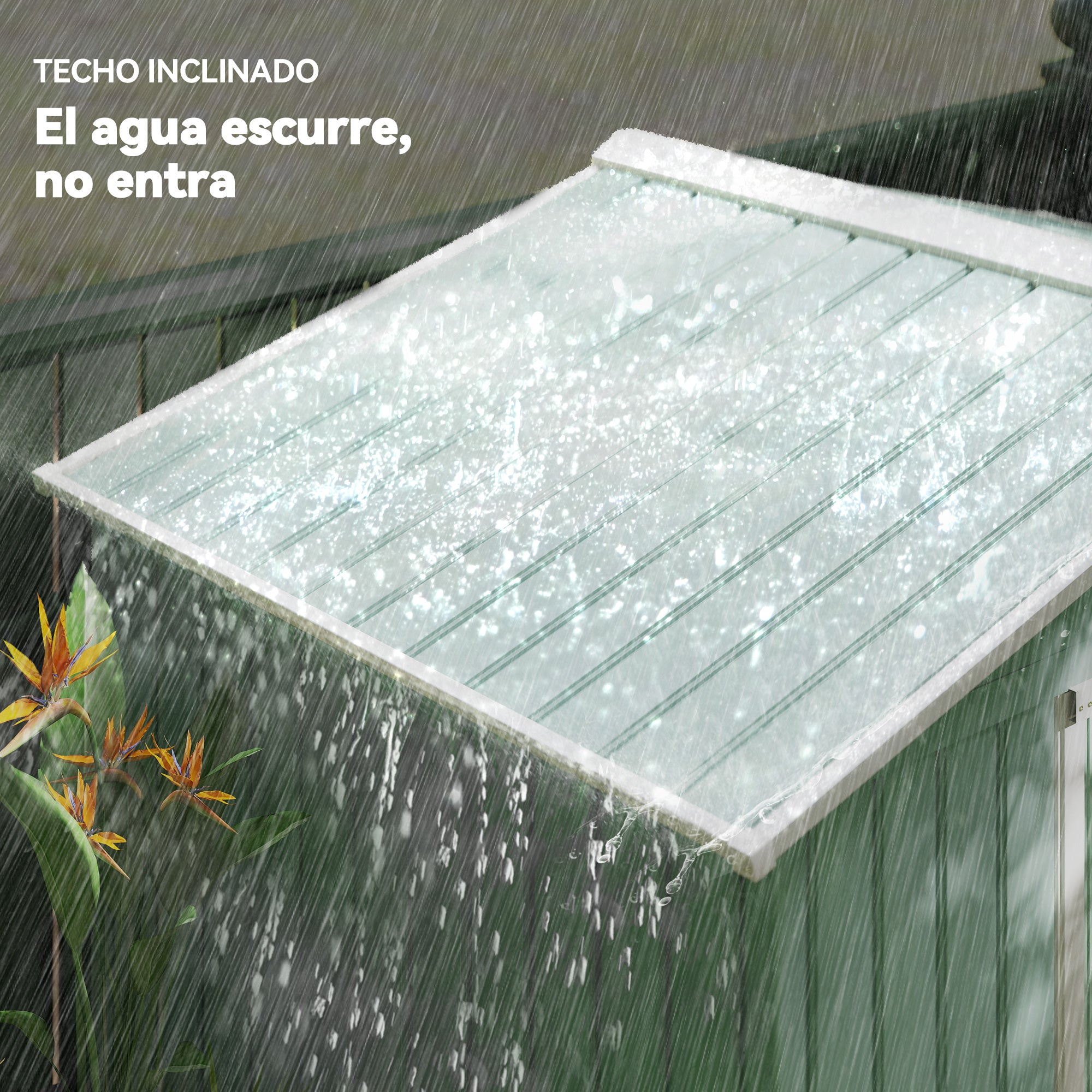 Outsunny Caseta de Jardín Exterior, 2,5 m² 213x130x185 cm, Cobertizo de Jardín Exterior Metálico con 2 Puertas Correderas, Base Refuerzo (Suelo NO Incluido) y 4 Ventanas, Verde Claro