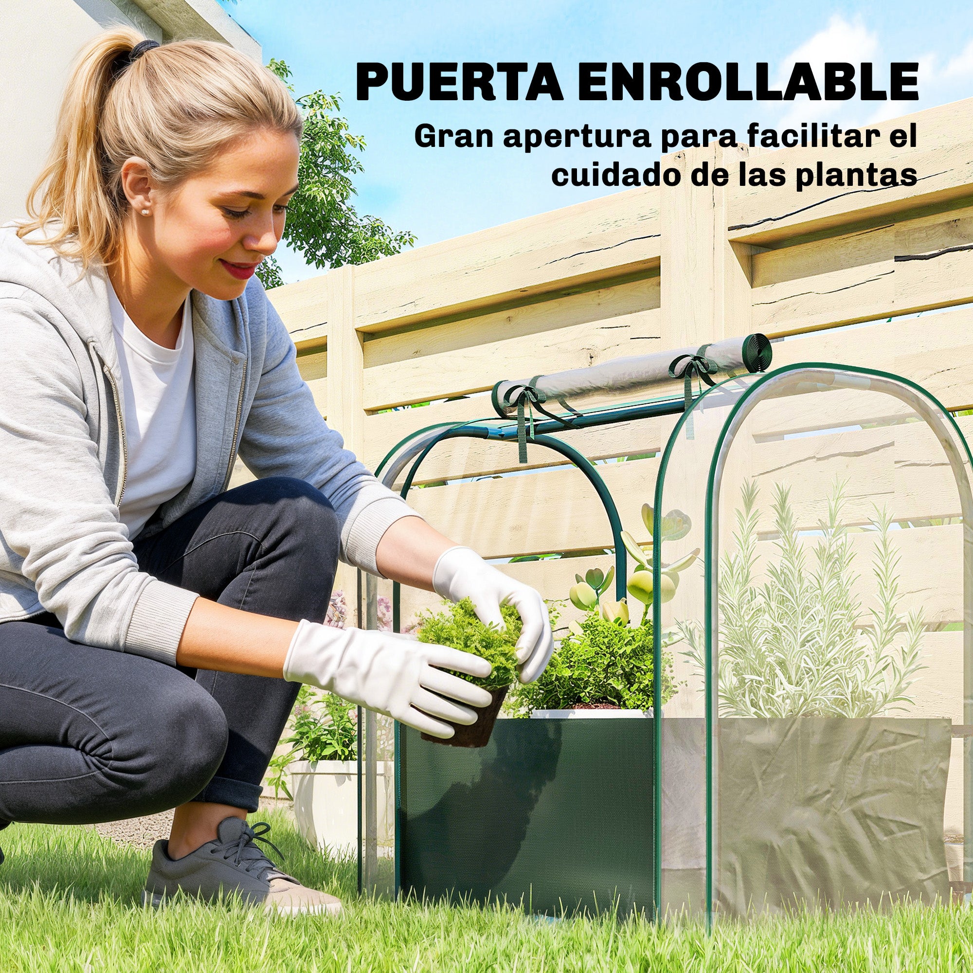 Outsunny Mini Invernadero con Bolsa para Plantar, 68x50x70 cm, Invernadero Pequeño Portátil para Interior y Exterior con Puerta Enrollable, Marco Acero, Impermeable, para Jardín, Balcón o Patio, Verde