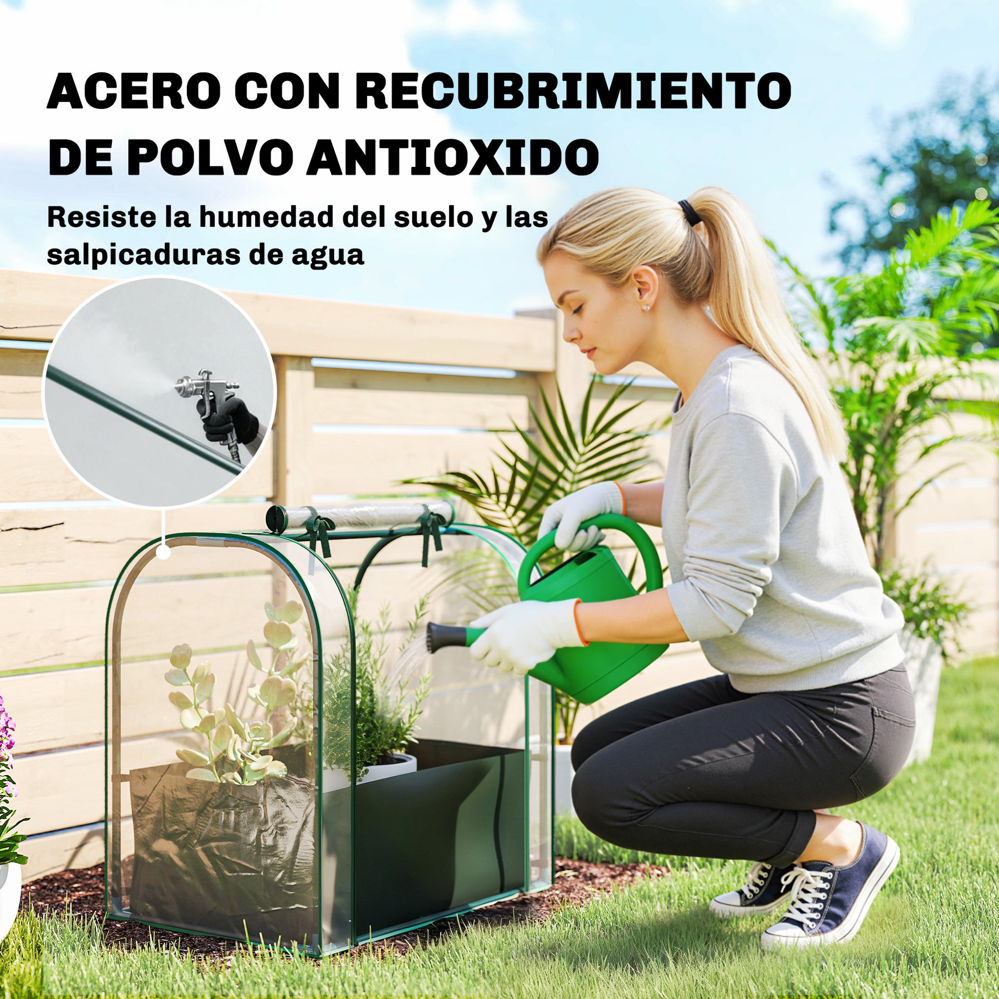 Outsunny Mini Invernadero con Bolsa para Plantar, 68x50x70 cm, Invernadero Pequeño Portátil para Interior y Exterior con Puerta Enrollable, Marco Acero, Impermeable, para Jardín, Balcón o Patio, Verde