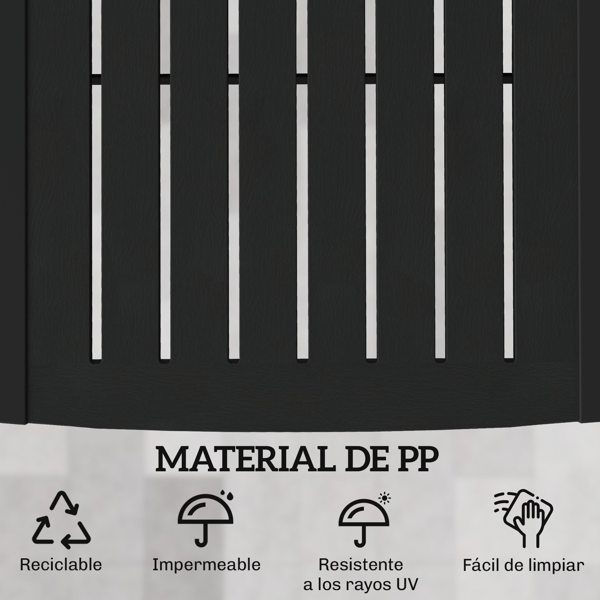 Outsunny Pack de 2 Tumbonas de Jardín Exterior, Tumbonas Reclinables de Plástico PP con Bandeja Lateral, Respaldo Ajustable de 5 Niveles, Resistentes a la Intemperie, para Playa, Piscina, Negro