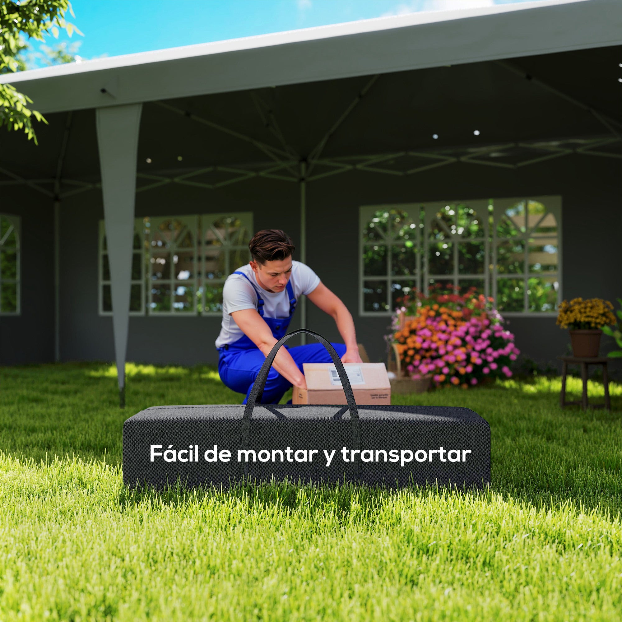 Outsunny Carpa Plegable 6x3 m, Pop-up, con 4 Laterales Desmontables, Cenador de Jardín con 4 Ventanas Visibles y Bolsa de Transporte, Impermeable, Anti-UV, Gazebo para Camping, Fiestas, Exterior, Gris