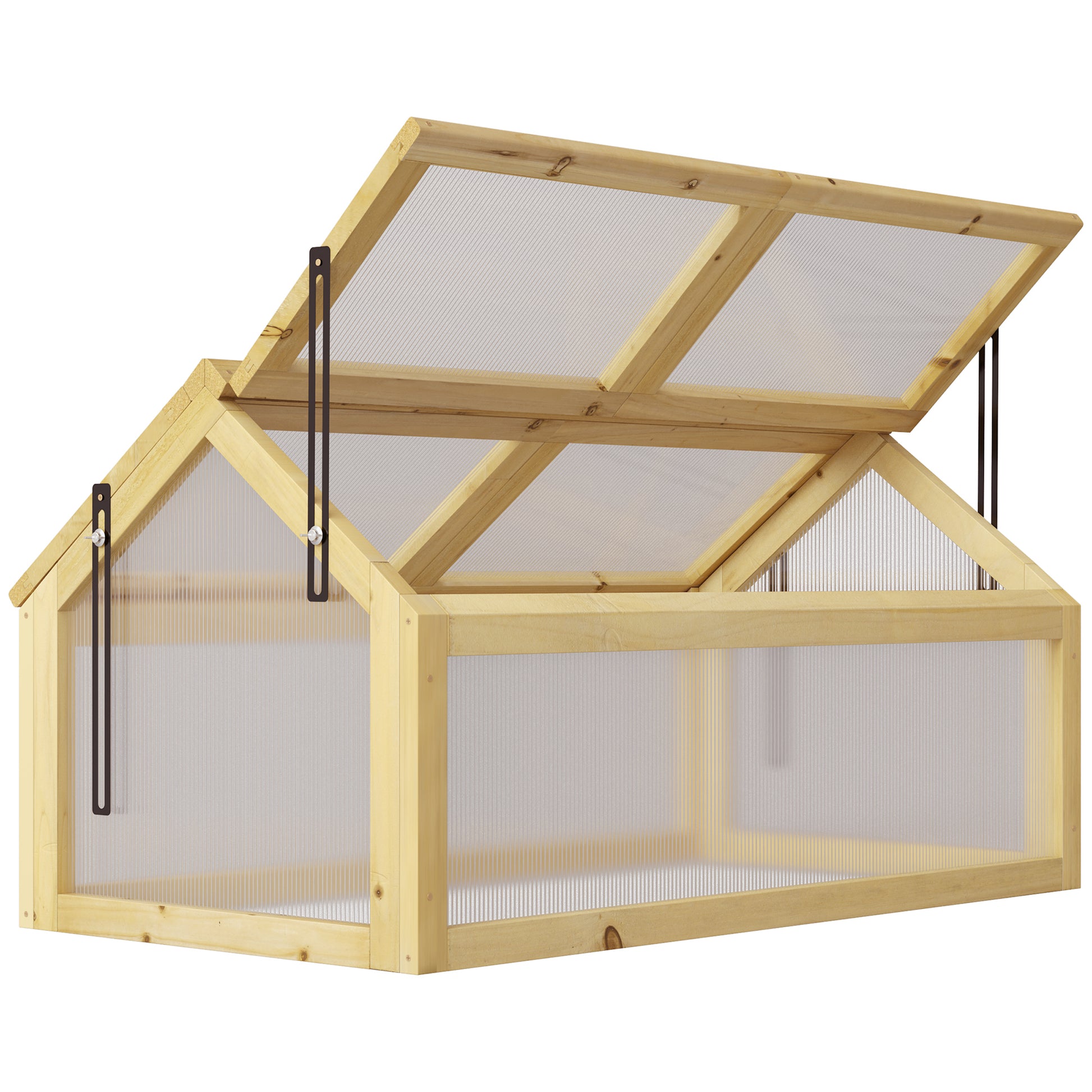 Outsunny Invernadero de Jardín con Paneles de Policarbonato Huerto Urbano de Jardín Vivero Casero con 4 Ventanas Abatibles para Cultivo Plantas Flores Terraza Exterior 90x48x49,5 cm Transparente
