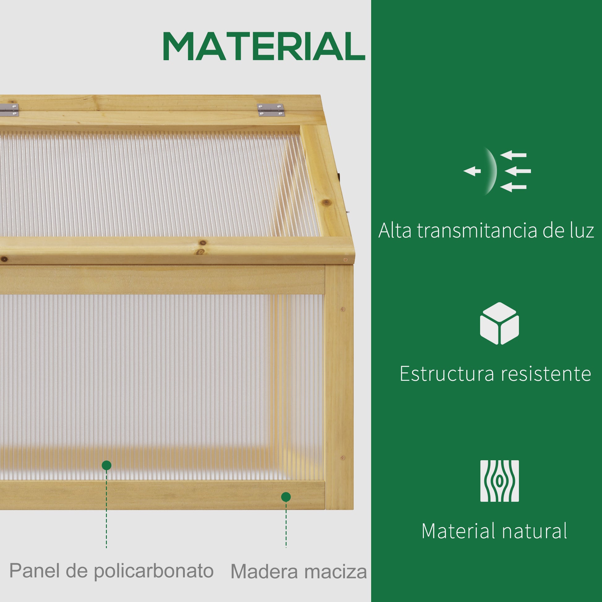 Outsunny Invernadero de Jardín con Paneles de Policarbonato Huerto Urbano de Jardín Vivero Casero con 4 Ventanas Abatibles para Cultivo Plantas Flores Terraza Exterior 90x48x49,5 cm Transparente
