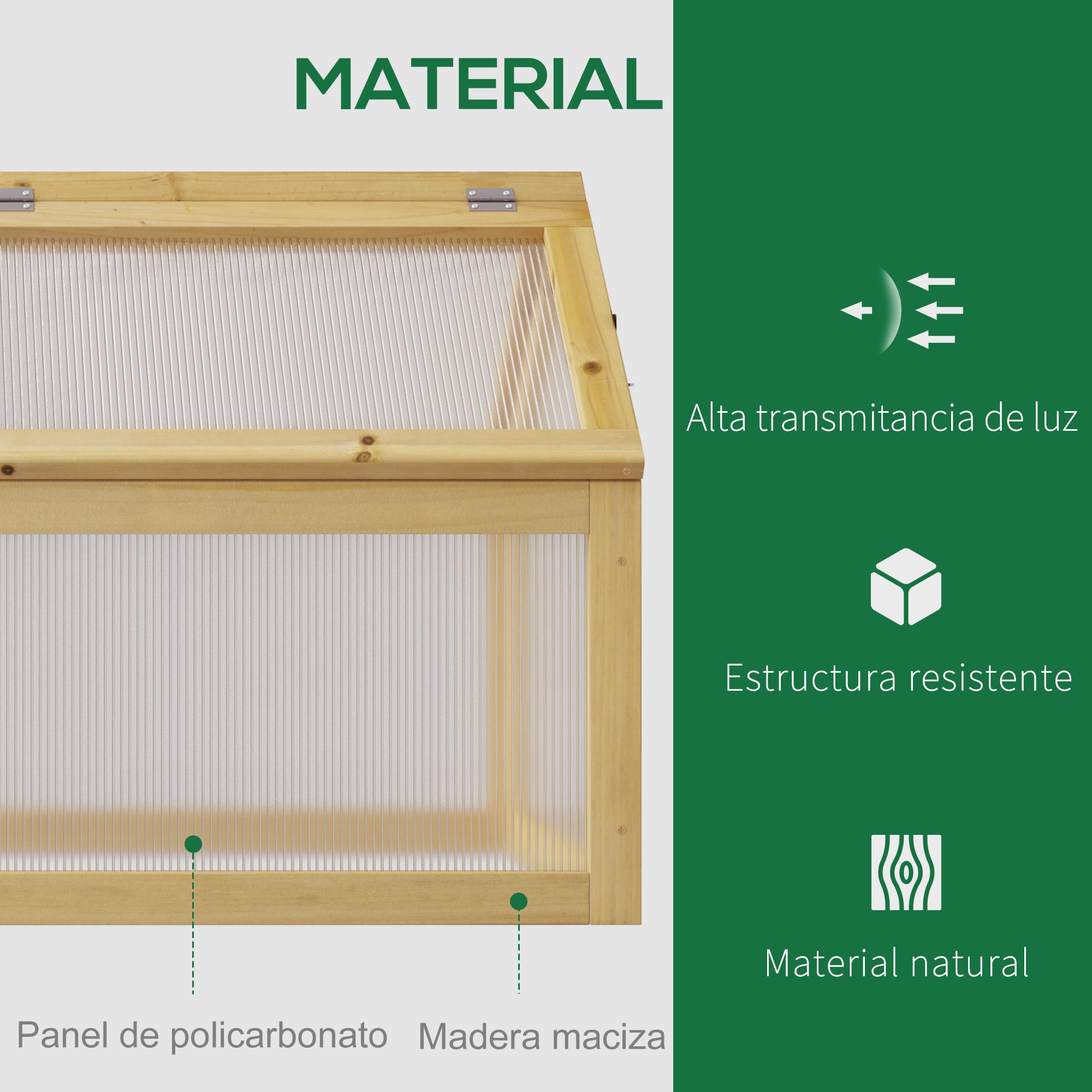 Outsunny Invernadero de Jardín con Paneles de Policarbonato Huerto Urbano de Jardín Vivero Casero con 4 Ventanas Abatibles para Cultivo Plantas Flores Terraza Exterior 90x48x49,5 cm Transparente