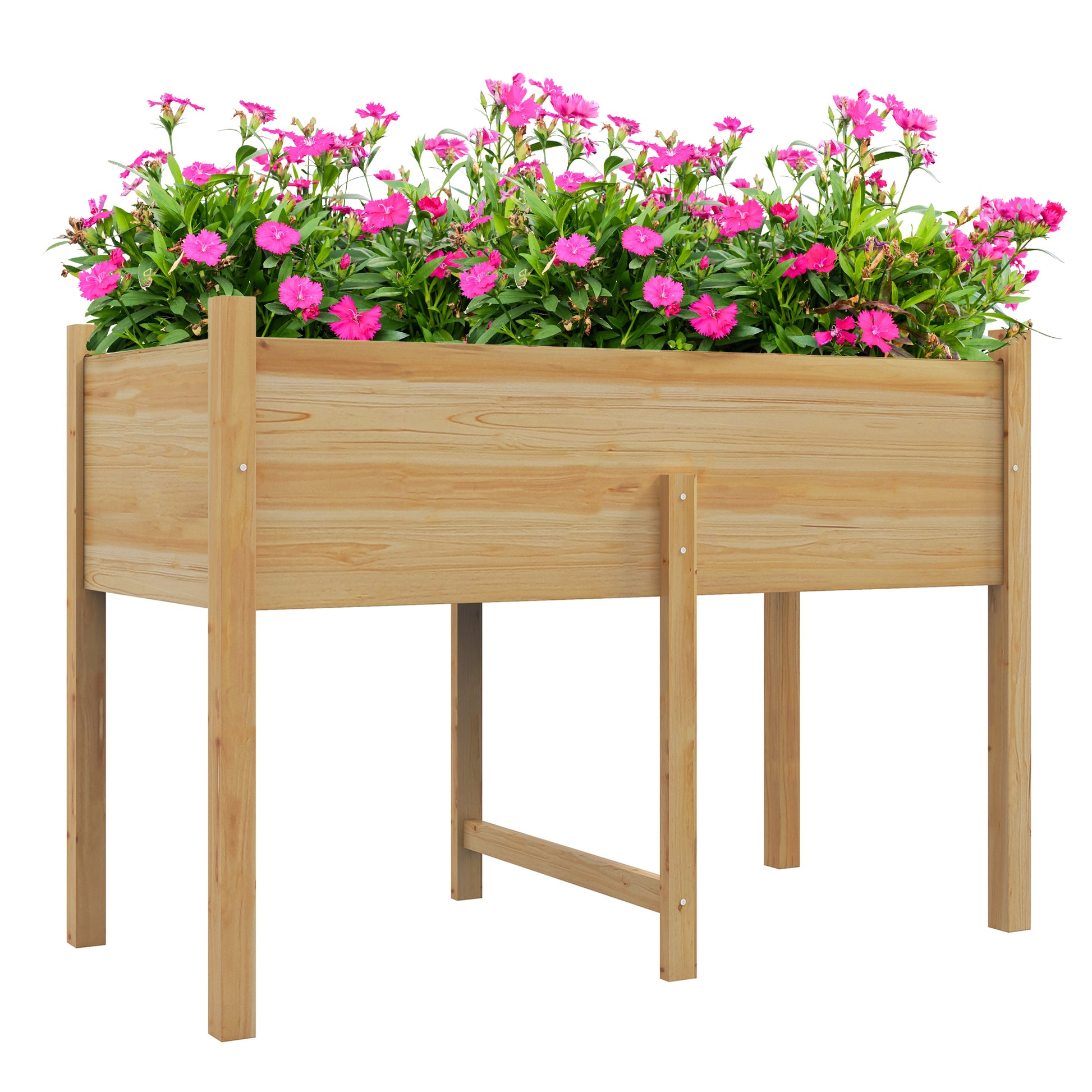 Outsunny Mesa de Cultivo de Madera Huerto Urbano Elevado 115x55x80 cm Jardinera de Cultivo con Tela no Tejida para Cultivo Plantas Flores Verduras Natural